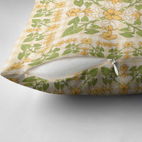 Squares Puakenikeni and Kalo Pillow Cover Beige Palaka Hawaiian Quilt Pattern - Polynesian Pride