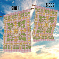 Squares Puakenikeni and Kalo Garden Flag Pink Palaka Hawaiian Quilt Pattern - Polynesian Pride