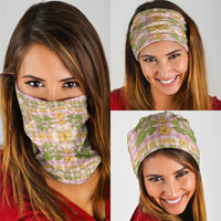 Squares Puakenikeni and Kalo Neck Gaiter Pink Palaka Hawaiian Quilt Pattern - Polynesian Pride