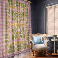 Squares Puakenikeni and Kalo Window Curtain Pink Palaka Hawaiian Quilt Pattern - Polynesian Pride