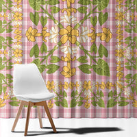 Squares Puakenikeni and Kalo Window Curtain Pink Palaka Hawaiian Quilt Pattern - Polynesian Pride