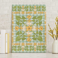 Squares Puakenikeni and Kalo Canvas Wall Art Turquoise Palaka Hawaiian Quilt Pattern - Polynesian Pride