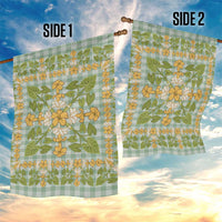 Squares Puakenikeni and Kalo Garden Flag Turquoise Palaka Hawaiian Quilt Pattern - Polynesian Pride