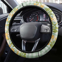 Squares Puakenikeni and Kalo Steering Wheel Cover Turquoise Palaka Hawaiian Quilt Pattern - Polynesian Pride