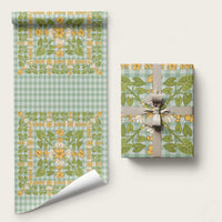Squares Puakenikeni and Kalo Wrapping Paper Turquoise Palaka Hawaiian Quilt Pattern - Polynesian Pride