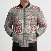 Mele Kalikimaka Hawaii Christmas Bomber Puffer Jacket Aloha Spirit with Hawaiian Quilt Pattern - Polynesian Pride