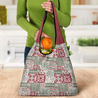 Mele Kalikimaka Hawaii Christmas Grocery Bag Aloha Spirit with Hawaiian Quilt Pattern - Polynesian Pride