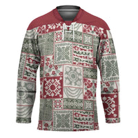 Mele Kalikimaka Hawaii Christmas Hockey Jersey Aloha Spirit with Hawaiian Quilt Pattern - Polynesian Pride