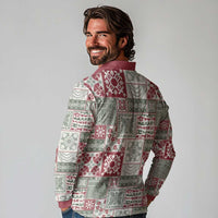 Mele Kalikimaka Hawaii Christmas Long Sleeve Polo Shirt Aloha Spirit with Hawaiian Quilt Pattern - Polynesian Pride