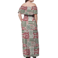 Mele Kalikimaka Hawaii Christmas Off Shoulder Maxi Dress Aloha Spirit with Hawaiian Quilt Pattern - Polynesian Pride