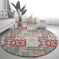 Mele Kalikimaka Hawaii Christmas Round Carpet Aloha Spirit with Hawaiian Quilt Pattern - Polynesian Pride