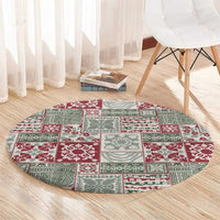 Mele Kalikimaka Hawaii Christmas Round Carpet Aloha Spirit with Hawaiian Quilt Pattern - Polynesian Pride