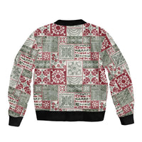 Mele Kalikimaka Hawaii Christmas Sleeve Zip Bomber Jacket Aloha Spirit with Hawaiian Quilt Pattern - Polynesian Pride