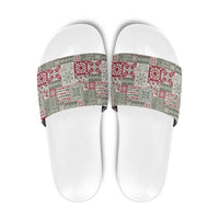 Mele Kalikimaka Hawaii Christmas Slide Sandals Aloha Spirit with Hawaiian Quilt Pattern - Polynesian Pride