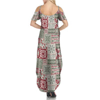 Mele Kalikimaka Hawaii Christmas Summer Maxi Dress Aloha Spirit with Hawaiian Quilt Pattern - Polynesian Pride