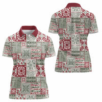Mele Kalikimaka Hawaii Christmas Women Polo Shirt Aloha Spirit with Hawaiian Quilt Pattern - Polynesian Pride