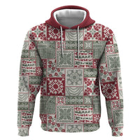 Mele Kalikimaka Hawaii Christmas Zip Hoodie Aloha Spirit with Hawaiian Quilt Pattern - Polynesian Pride