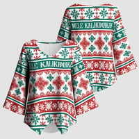 Mele Kalikimaka Hawaii Christmas Kimono Sleeve Blouse Hawaiian Quilt Pattern Style - Polynesian Pride