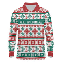 Mele Kalikimaka Hawaii Christmas Long Sleeve Polo Shirt Hawaiian Quilt Pattern Style - Polynesian Pride