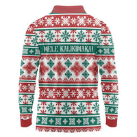 Mele Kalikimaka Hawaii Christmas Long Sleeve Polo Shirt Hawaiian Quilt Pattern Style - Polynesian Pride