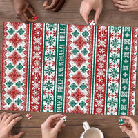 Mele Kalikimaka Hawaii Christmas Puzzle Hawaiian Quilt Pattern Style - Polynesian Pride