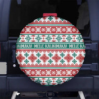 Mele Kalikimaka Hawaii Christmas Spare Tire Cover Hawaiian Quilt Pattern Style - Polynesian Pride