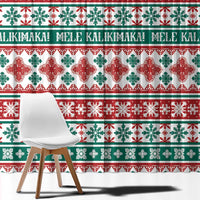 Mele Kalikimaka Hawaii Christmas Window Curtain Hawaiian Quilt Pattern Style - Polynesian Pride