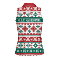 Mele Kalikimaka Hawaii Christmas Women Sleeveless Polo Shirt Hawaiian Quilt Pattern Style - Polynesian Pride