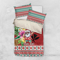 Santa Surf Mele Kalikimaka Personalized Bedding Set Aloha Tropical Christmas Vibes - Polynesian Pride