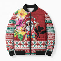 Santa Surf Mele Kalikimaka Personalized Bomber Puffer Jacket Aloha Tropical Christmas Vibes - Polynesian Pride