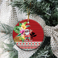 Santa Surf Mele Kalikimaka Personalized Ceramic Ornament Aloha Tropical Christmas Vibes - Polynesian Pride