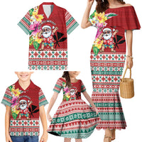 Santa Surf Mele Kalikimaka Personalized Family Matching Mermaid Dress and Hawaiian Shirt Aloha Tropical Christmas Vibes - Polynesian Pride