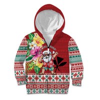 Santa Surf Mele Kalikimaka Personalized Kid Hoodie Aloha Tropical Christmas Vibes - Polynesian Pride