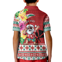 Santa Surf Mele Kalikimaka Personalized Kid Polo Shirt Aloha Tropical Christmas Vibes - Polynesian Pride