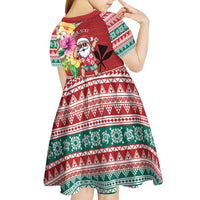Santa Surf Mele Kalikimaka Personalized Kid Short Sleeve Dress Aloha Tropical Christmas Vibes - Polynesian Pride