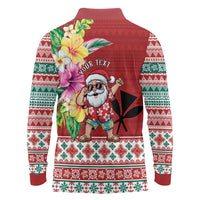 Santa Surf Mele Kalikimaka Personalized Long Sleeve Polo Shirt Aloha Tropical Christmas Vibes - Polynesian Pride