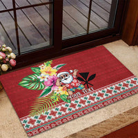 Santa Surf Mele Kalikimaka Personalized Rubber Doormat Aloha Tropical Christmas Vibes - Polynesian Pride