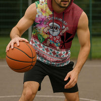 Santa Surf Mele Kalikimaka Personalized Sleeveless Hoodie Aloha Tropical Christmas Vibes - Polynesian Pride