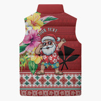 Santa Surf Mele Kalikimaka Personalized Sleeveless Puffer Jacket Aloha Tropical Christmas Vibes - Polynesian Pride