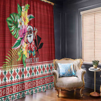 Santa Surf Mele Kalikimaka Personalized Window Curtain Aloha Tropical Christmas Vibes - Polynesian Pride