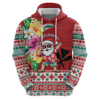 Santa Surf Mele Kalikimaka Personalized Zip Hoodie Aloha Tropical Christmas Vibes - Polynesian Pride