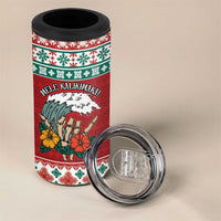 Shaka Sign Skull Mele Kalikimaka Personalized 4 in 1 Can Cooler Tumbler Hawaiian Quilt Pattern - Polynesian Pride