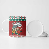 Shaka Sign Skull Mele Kalikimaka Personalized Ceramic Mug Hawaiian Quilt Pattern - Polynesian Pride