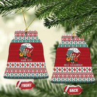 Shaka Sign Skull Mele Kalikimaka Personalized Ceramic Ornament Hawaiian Quilt Pattern - Polynesian Pride