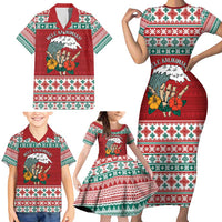 Shaka Sign Skull Mele Kalikimaka Personalized Family Matching Short Sleeve Bodycon Dress and Hawaiian Shirt Hawaiian Quilt Pattern - Polynesian Pride