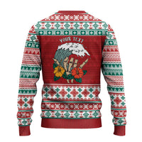 Shaka Sign Skull Mele Kalikimaka Personalized Ugly Christmas Sweater Hawaiian Quilt Pattern - Polynesian Pride