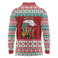 Shaka Sign Skull Mele Kalikimaka Personalized Long Sleeve Polo Shirt Hawaiian Quilt Pattern - Polynesian Pride