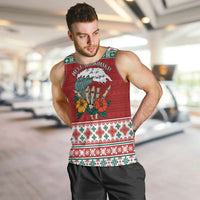 Shaka Sign Skull Mele Kalikimaka Personalized Men Tank Top Hawaiian Quilt Pattern - Polynesian Pride