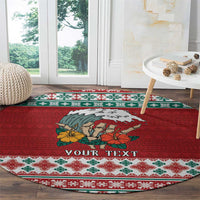 Shaka Sign Skull Mele Kalikimaka Personalized Round Carpet Hawaiian Quilt Pattern - Polynesian Pride