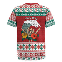 Shaka Sign Skull Mele Kalikimaka Personalized Rugby Jersey Hawaiian Quilt Pattern - Polynesian Pride